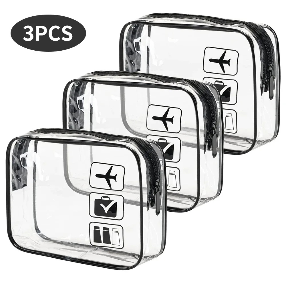 Lot de 3 pochettes cosmétiques transparentes