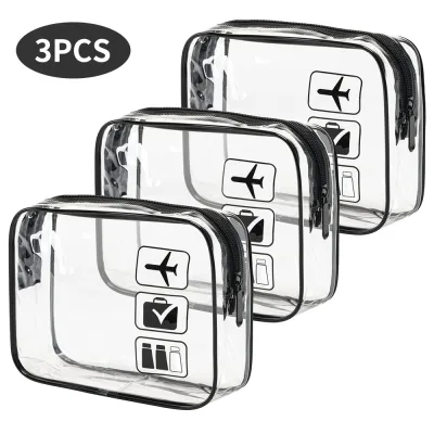 Lot de 3 pochettes cosmétiques transparentes