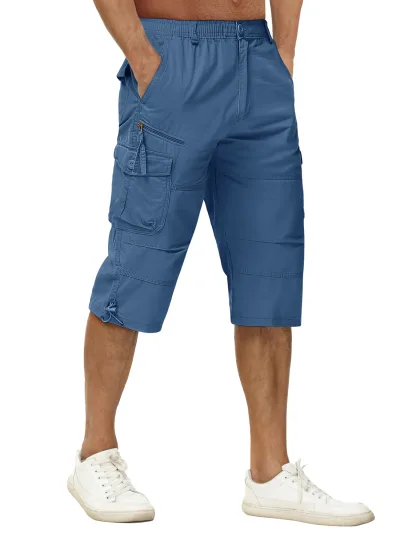 Short capri homme en coton, 8 poches – image 2