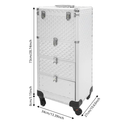 Trolley de maquillage argenté à 3 tiroirs – image 2