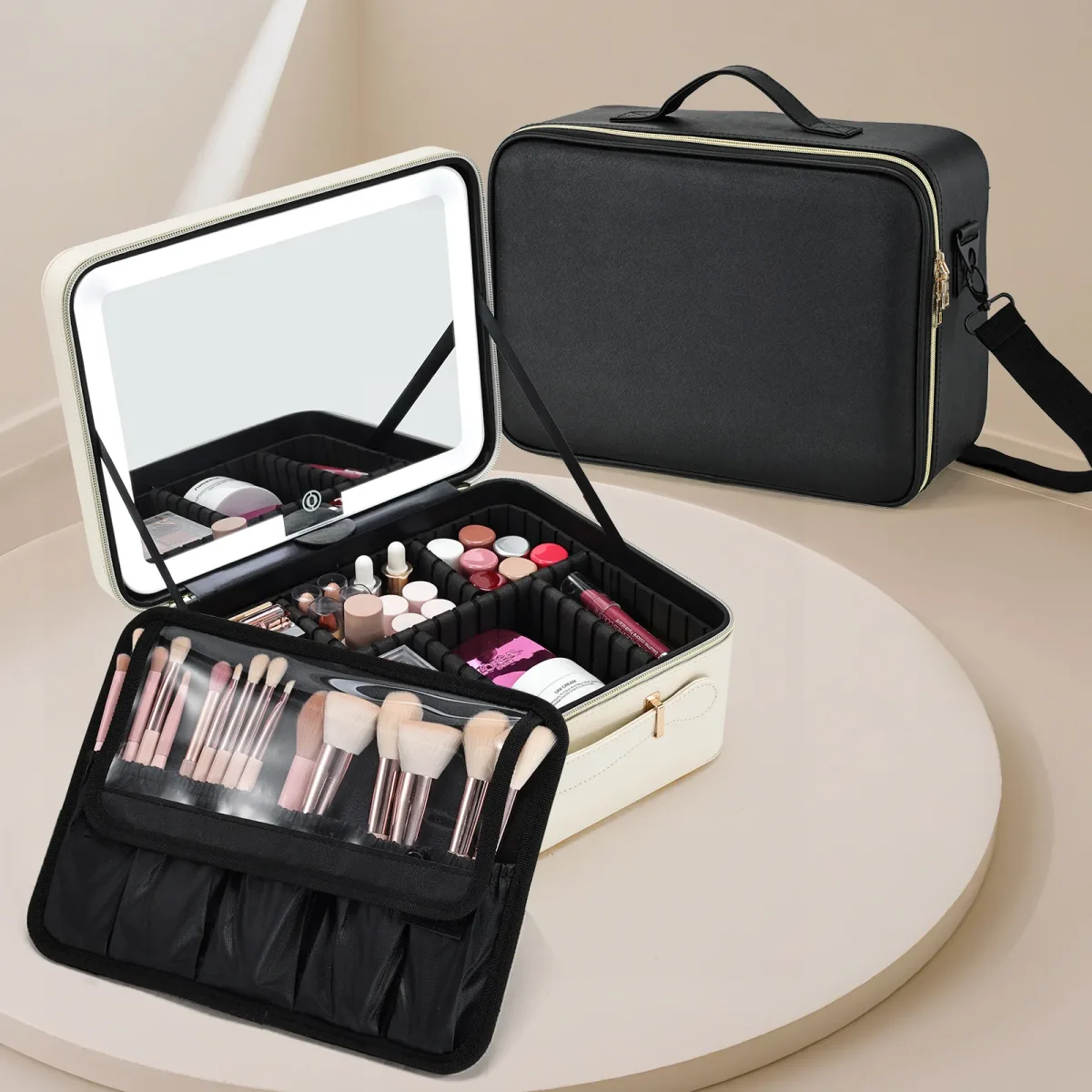 Trousse de maquillage avec miroir à LED
