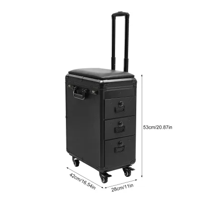 Valise de maquillage noire à roulettes – image 2