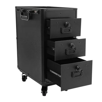 Valise de maquillage noire à roulettes – image 3
